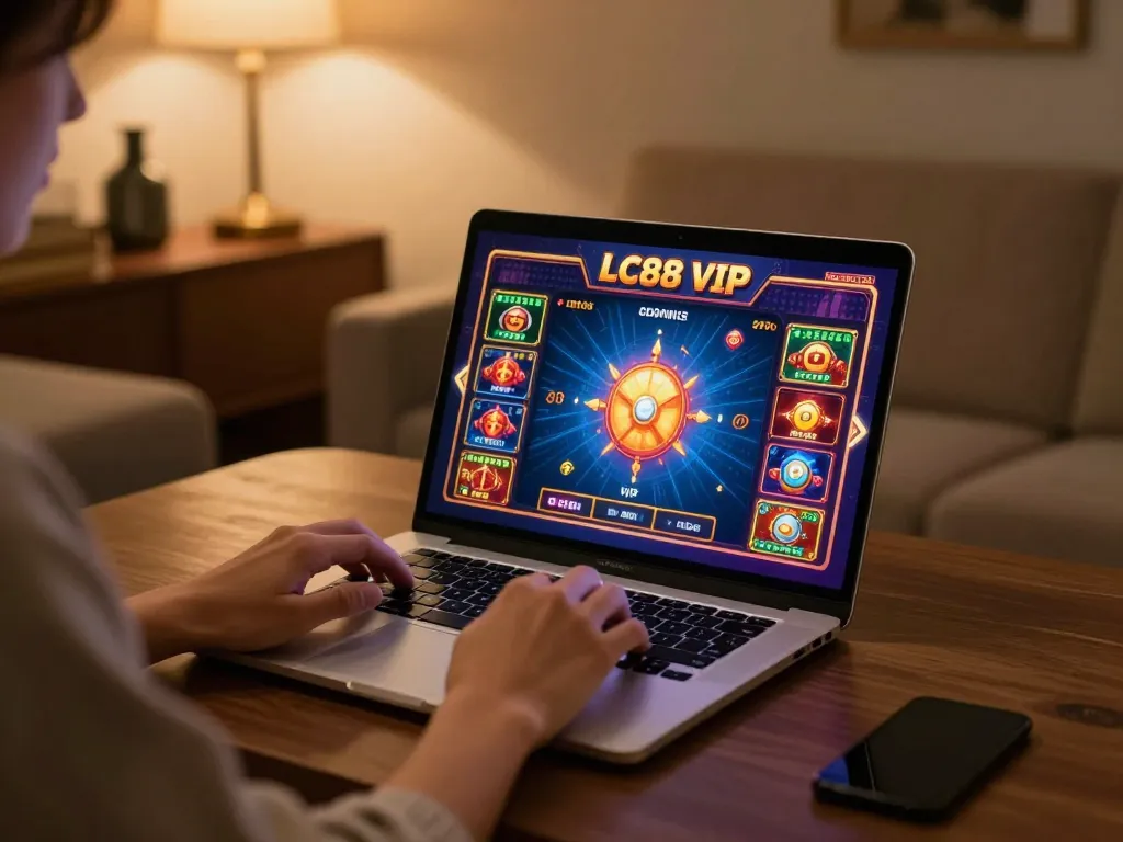 Experience the excitement of LC88 VIP gaming in a cozy, elegant home setting.