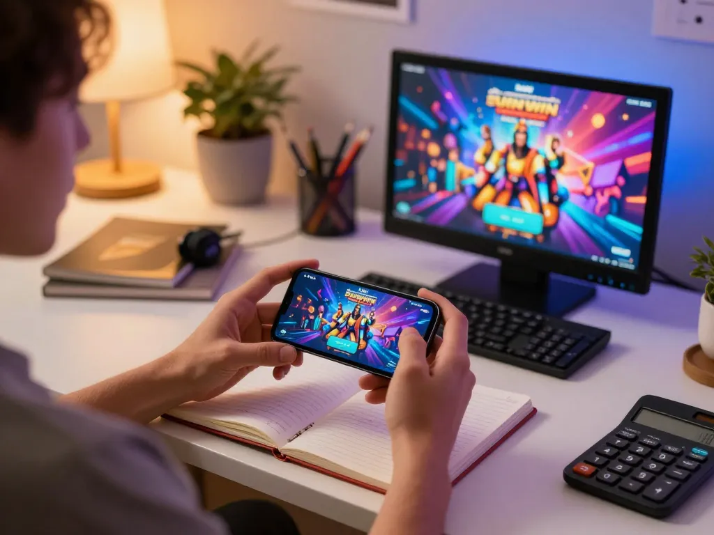 Engaging with the LINK SUNWIN app while enjoying an immersive home gaming experience