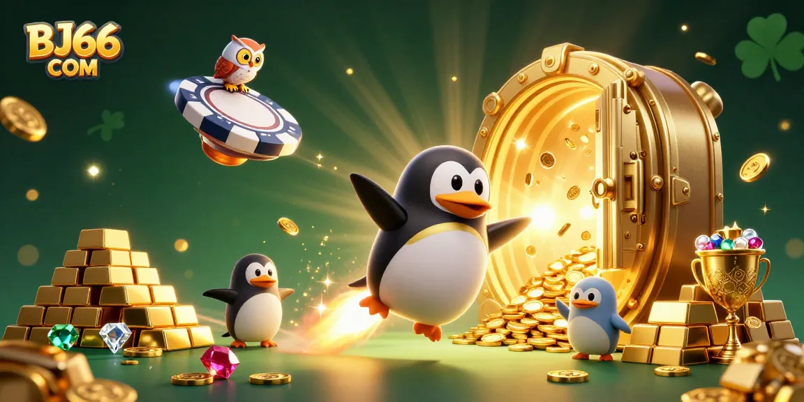 Win big at BJ66 COM with golden penguins and vibrant casino action!