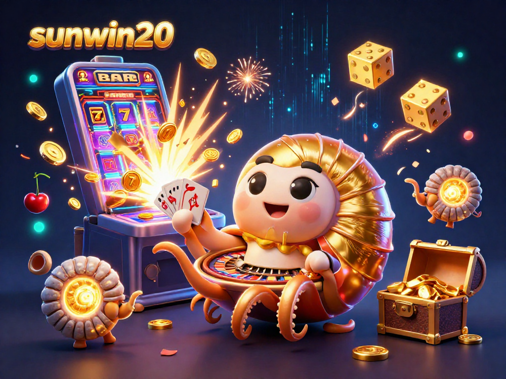 Experience dynamic excitement with sunwin20 in a 3D digital casino scene filled with adventure and jackpots.