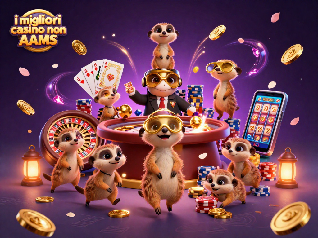 Immagine dei migliori casino non AAMS con un'operazione di casino animata dai suricati.