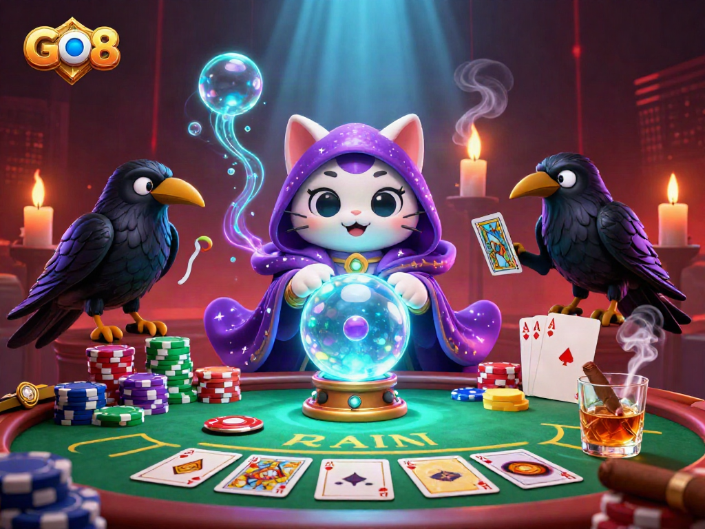 Engage with GO8's exciting casino experience featuring vibrant characters and a dynamic poker scene.