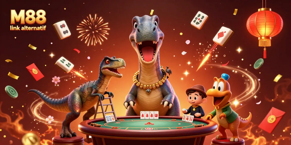 Engage with M88 link alternatif through vibrant gaming characters and festive casino elements.