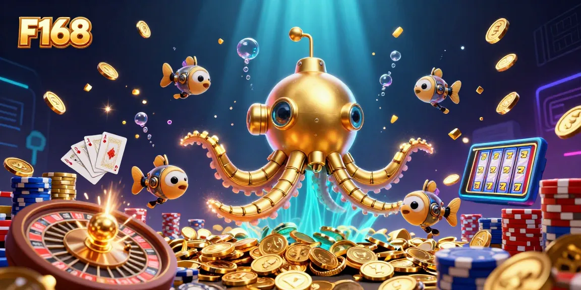 Experience F168's captivating underwater gaming world with vibrant treasures and thrilling casino action.
