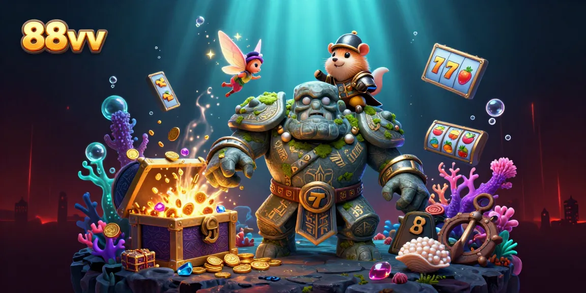 Spin the reels with 88vv and watch the magic unfold in this vibrant casino scene.