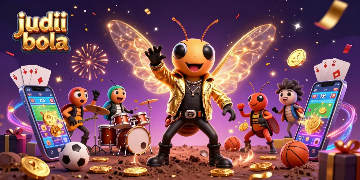 Engage in judi bola excitement with a vibrant scene of animated characters and dynamic betting elements.