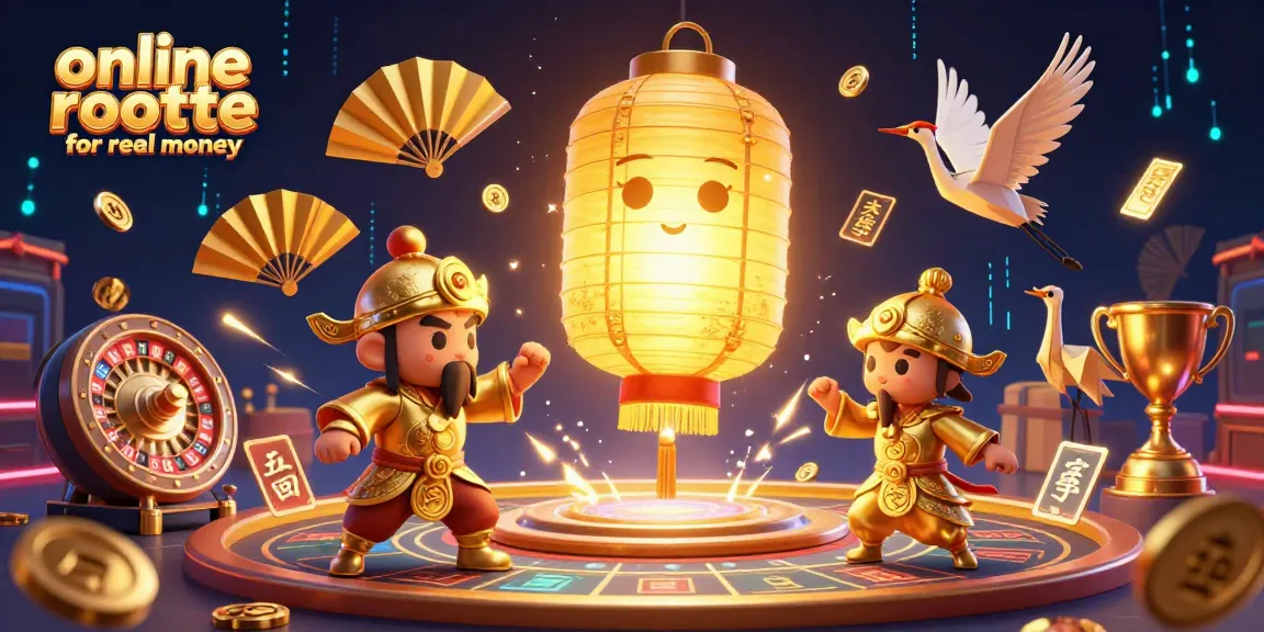 Play online roulette for real money with a vibrant 3D casino illustration showcasing dynamic gaming elements.