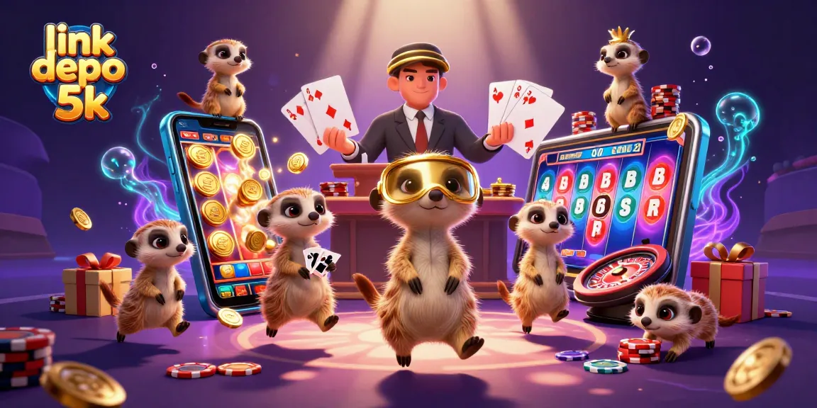 Play and win with link depo 5k in this vibrant meerkat casino scene full of excitement and rewards.