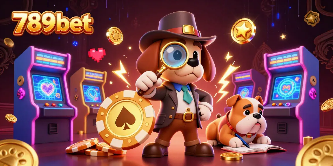 Engage with 789bet in this vivid 3D casino scene featuring a detective and game elements.