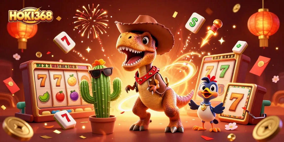 Experience thrilling jackpots with HOKI368 in this vibrant, engaging 3D casino scene.