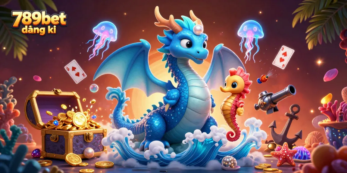 Play and win with 789bet đăng ký, featuring vibrant underwater treasures and characters in a thrilling casino scene.