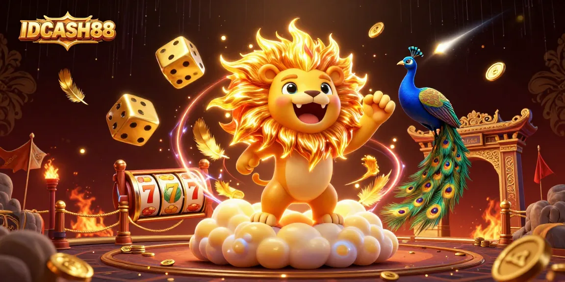 Experience thrilling gameplay at IDCASH88 with dynamic slot elements and a vibrant 3D casino scene.