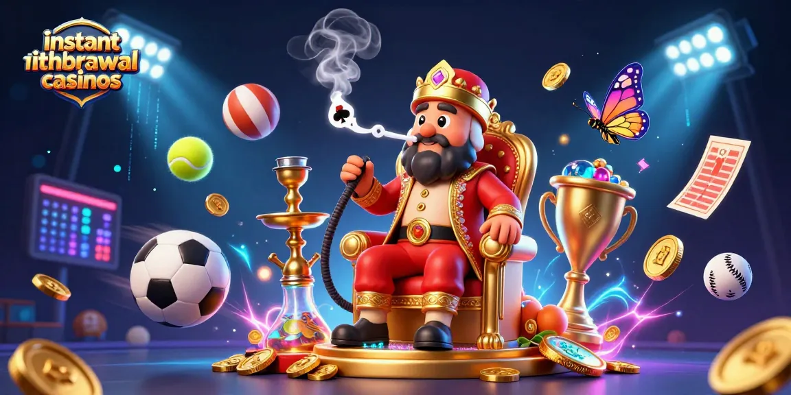 Experience instant withdrawal casinos with a vibrant, dynamic 3D gaming scene featuring unique characters and sports elements.